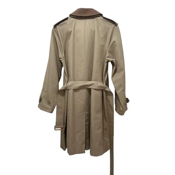 Sanyo Heavy Cotton Trench Coat Womens XS Brown Made in Japan Old Money Luxury - Picture 3 of 16